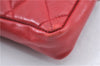 Authentic CHANEL Lamb Skin Matelasse CC Logo Chain Waist Body Bag Red H1890