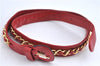 Authentic CHANEL Lamb Skin Matelasse CC Logo Chain Waist Body Bag Red H1890