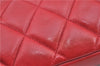 Authentic CHANEL Lamb Skin Matelasse CC Logo Chain Waist Body Bag Red H1893