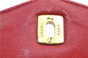 Authentic CHANEL Lamb Skin Matelasse CC Logo Chain Waist Body Bag Red H1893