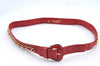 Authentic CHANEL Lamb Skin Matelasse CC Logo Chain Waist Body Bag Red H1893