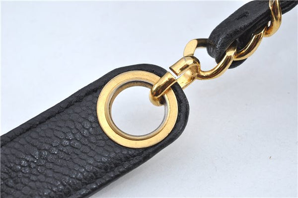 Authentic CHANEL Caviar Skin V Stitch Chain Shoulder Tote Bag Black CC H1915