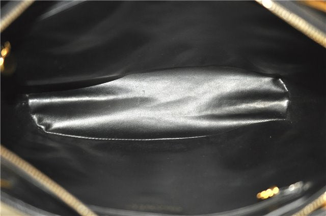 Authentic CHANEL Caviar Skin V Stitch Chain Shoulder Tote Bag Black CC H1915