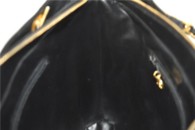 Authentic CHANEL Caviar Skin V Stitch Chain Shoulder Tote Bag Black CC H1915