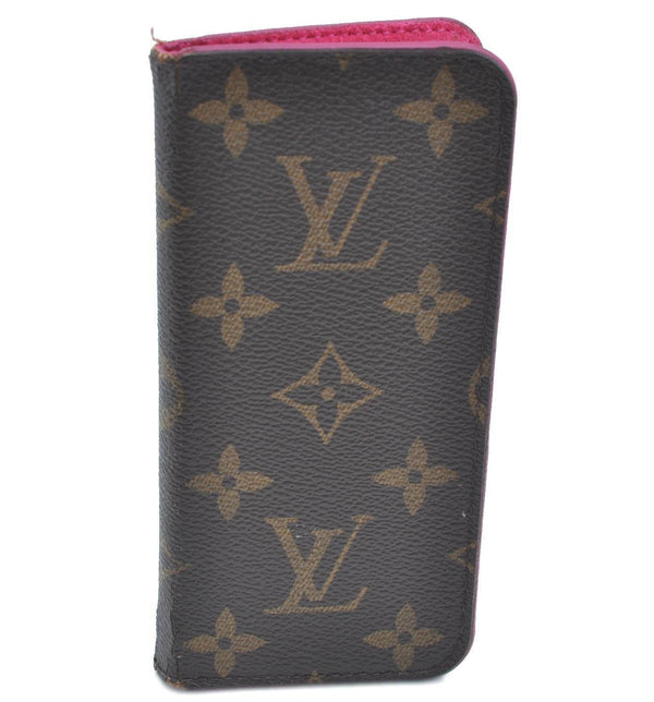 Authentic LOUIS VUITTON Monogram Folio iPhone 8 Case Pink M61906 LV H1926