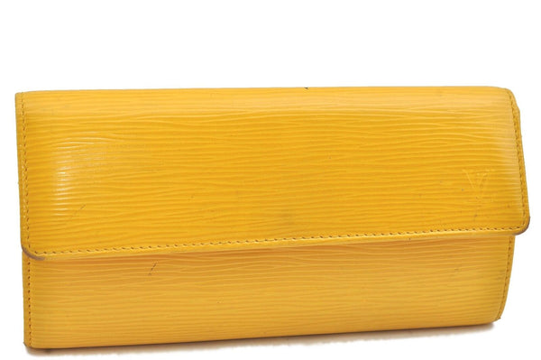 Auth LOUIS VUITTON Epi Portefeuille Sarah Long Wallet Yellow M60319 LV H1963