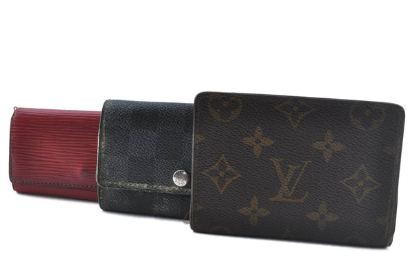 Auth LOUIS VUITTON Damier Graphite Monogram Epi Key Case Card Case LV 3Set H1964