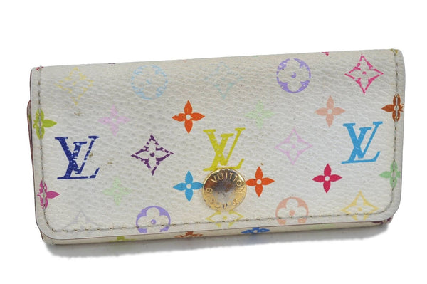 Auth LOUIS VUITTON Monogram Multicolor Multicles 4 Key Case M60043 White H1991