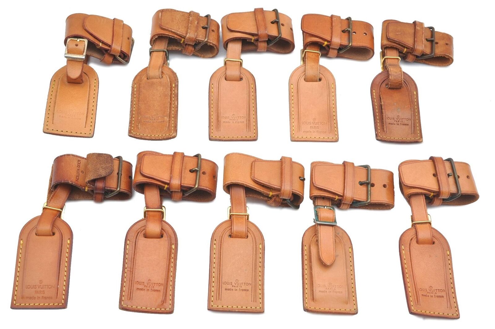 Authentic LOUIS VUITTON Name Tag Handle Holder Beige 10Set LV H2035