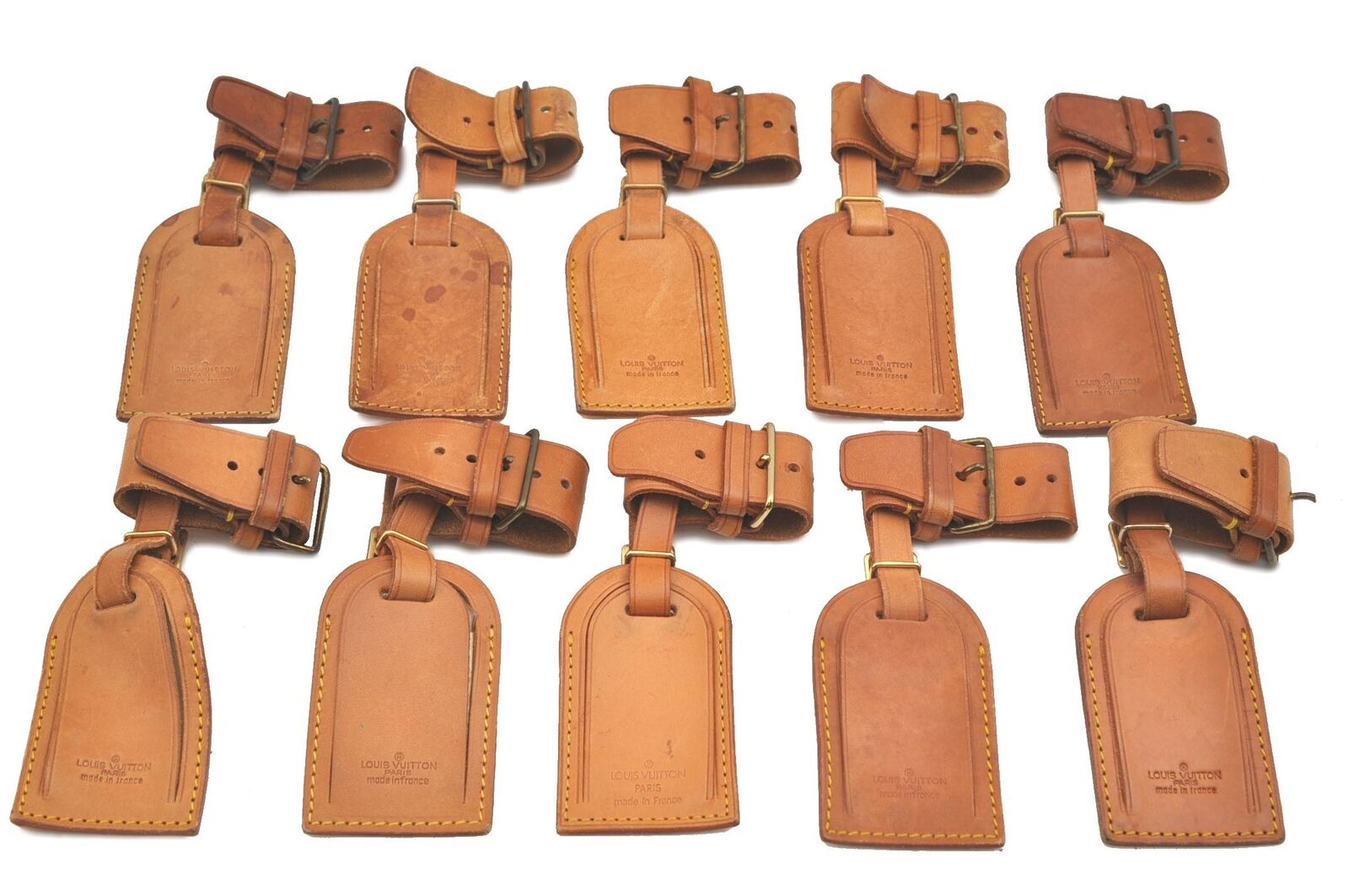 Authentic LOUIS VUITTON Name Tag Handle Holder Beige 10Set LV H2102