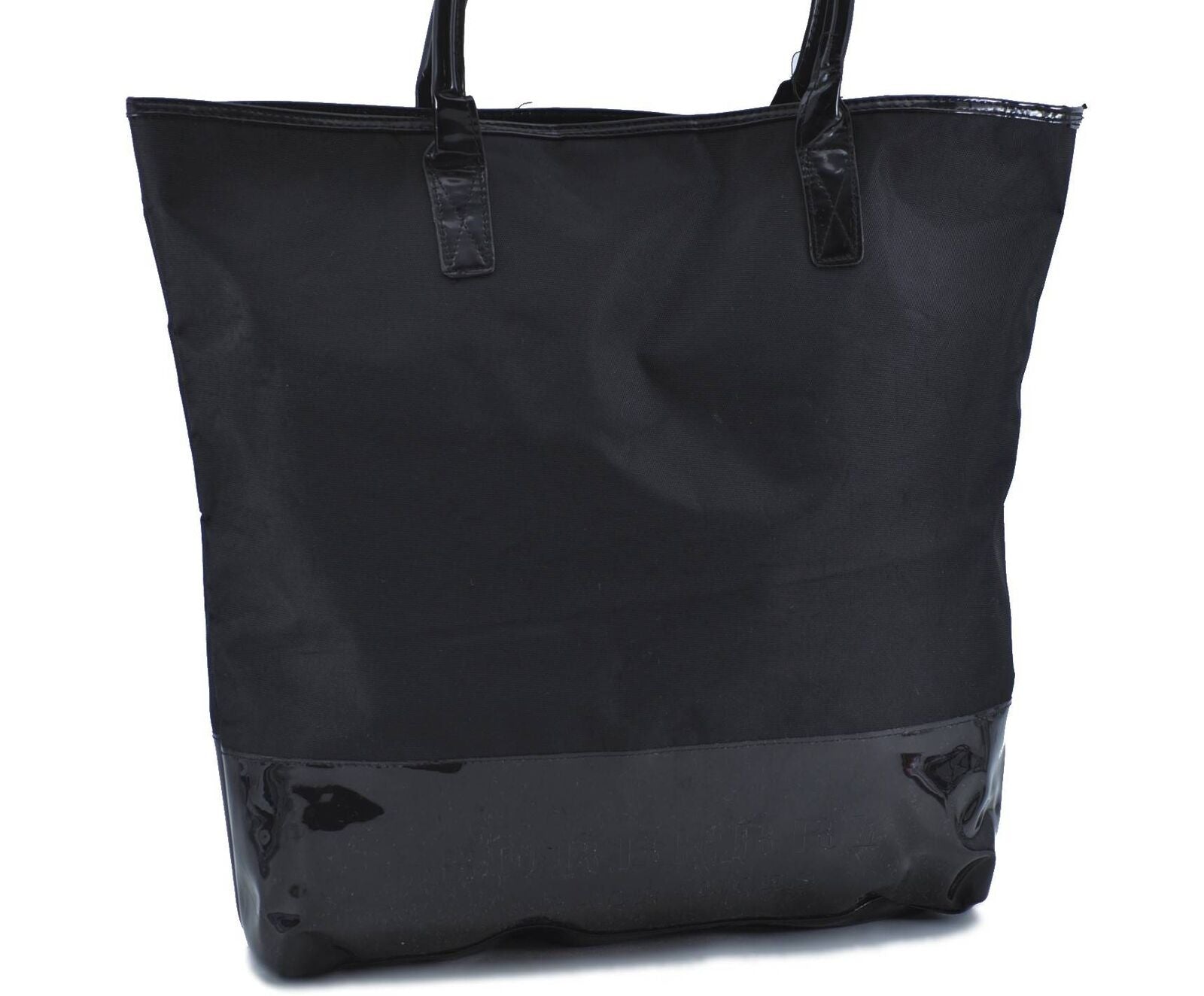 Authentic BURBERRY Nylon Enamel Shoulder Tote Bag Black　 H2126