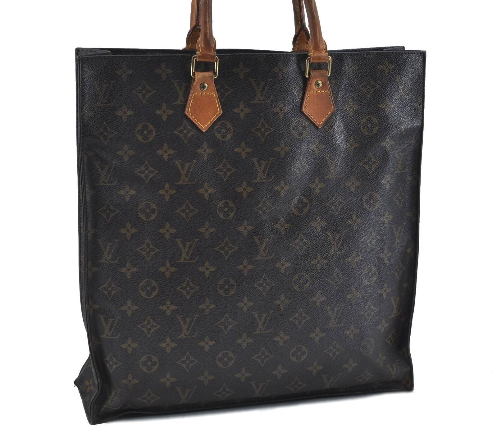 Authentic LOUIS VUITTON Monogram Sac Plat Hand Bag M51140 LV H2204