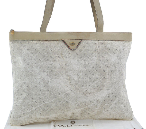 Authentic GUCCI Shoulder Tote Bag PVC Leather White H2233