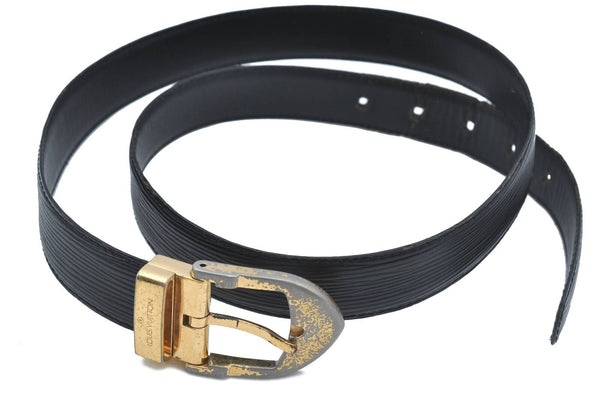 Authentic LOUIS VUITTON Epi Ceinture Belt Size 34.3-38.2 Black M6832 Gold H2253