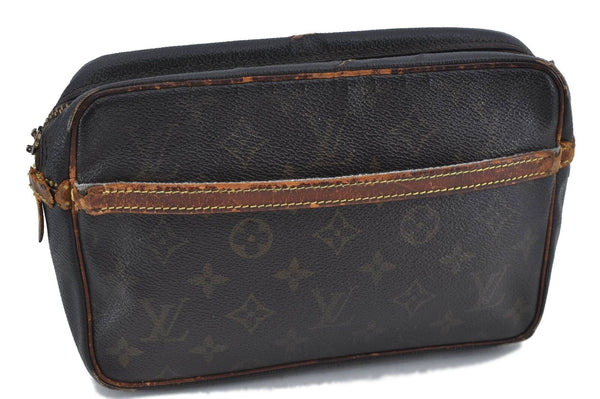 Authentic LOUIS VUITTON Monogram Compiegne 23 Clutch Hand Bag M51847 Junk H2284