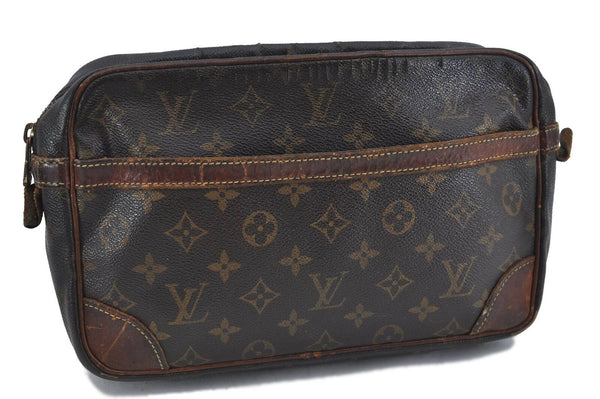 Authentic LOUIS VUITTON Monogram Compiegne 28 Clutch Hand Bag M51845 Junk H2321