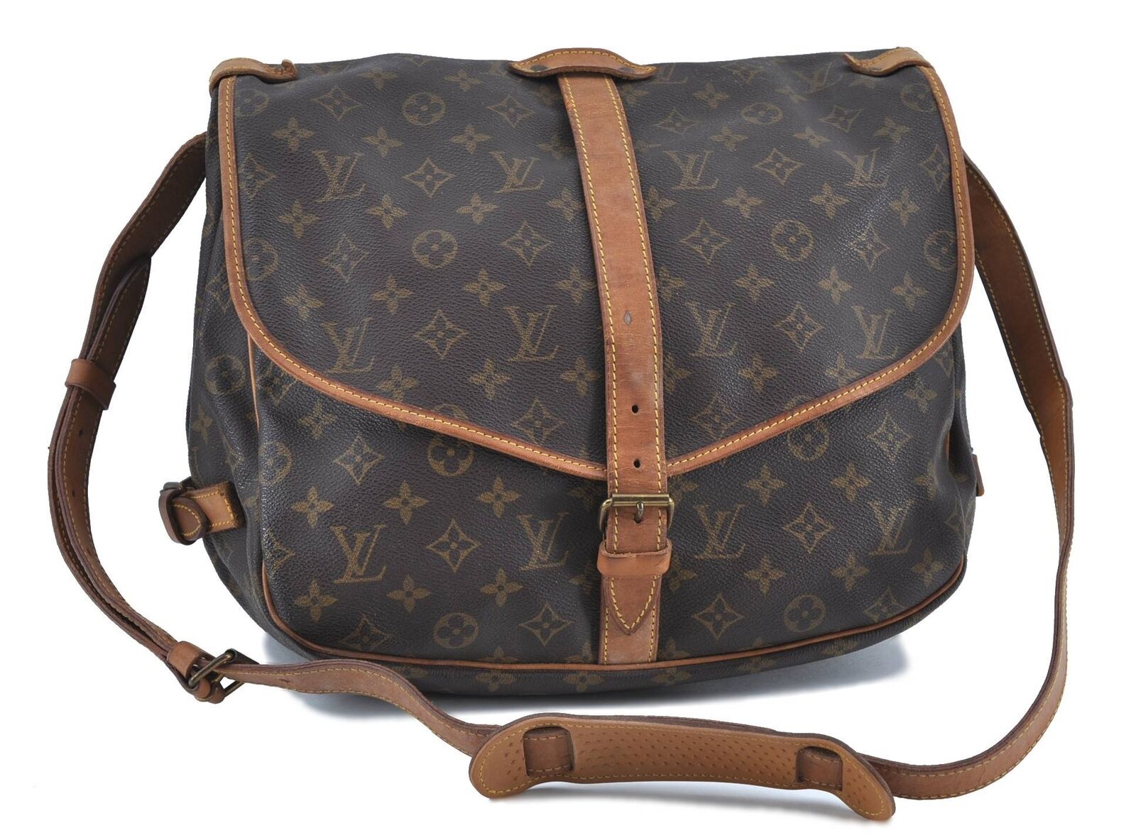 Auth LOUIS VUITTON Monogram Saumur 35 Shoulder Cross Body Bag M42254 LV H2372