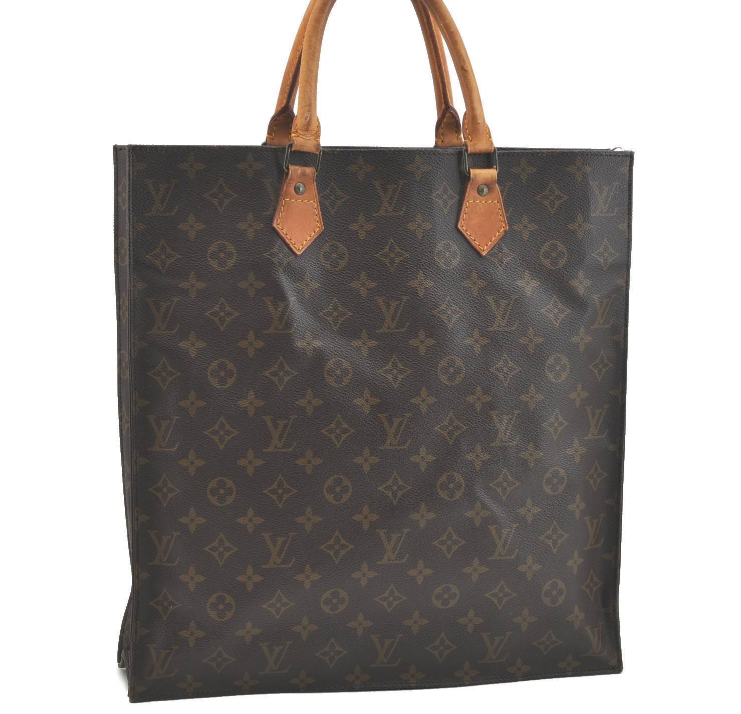 Authentic LOUIS VUITTON Monogram Sac Plat Hand Bag M51140 LV H2380