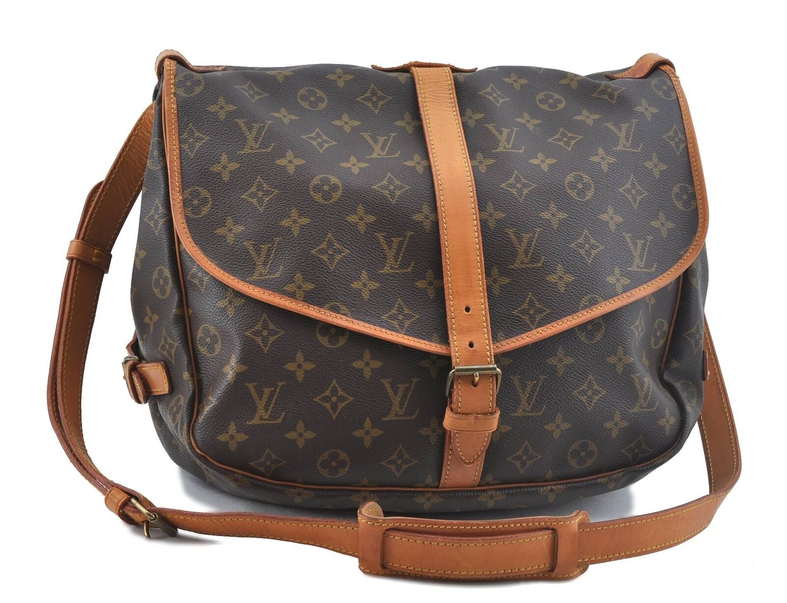 Auth LOUIS VUITTON Monogram Saumur 35 Shoulder Cross Body Bag M42254 Junk H2395