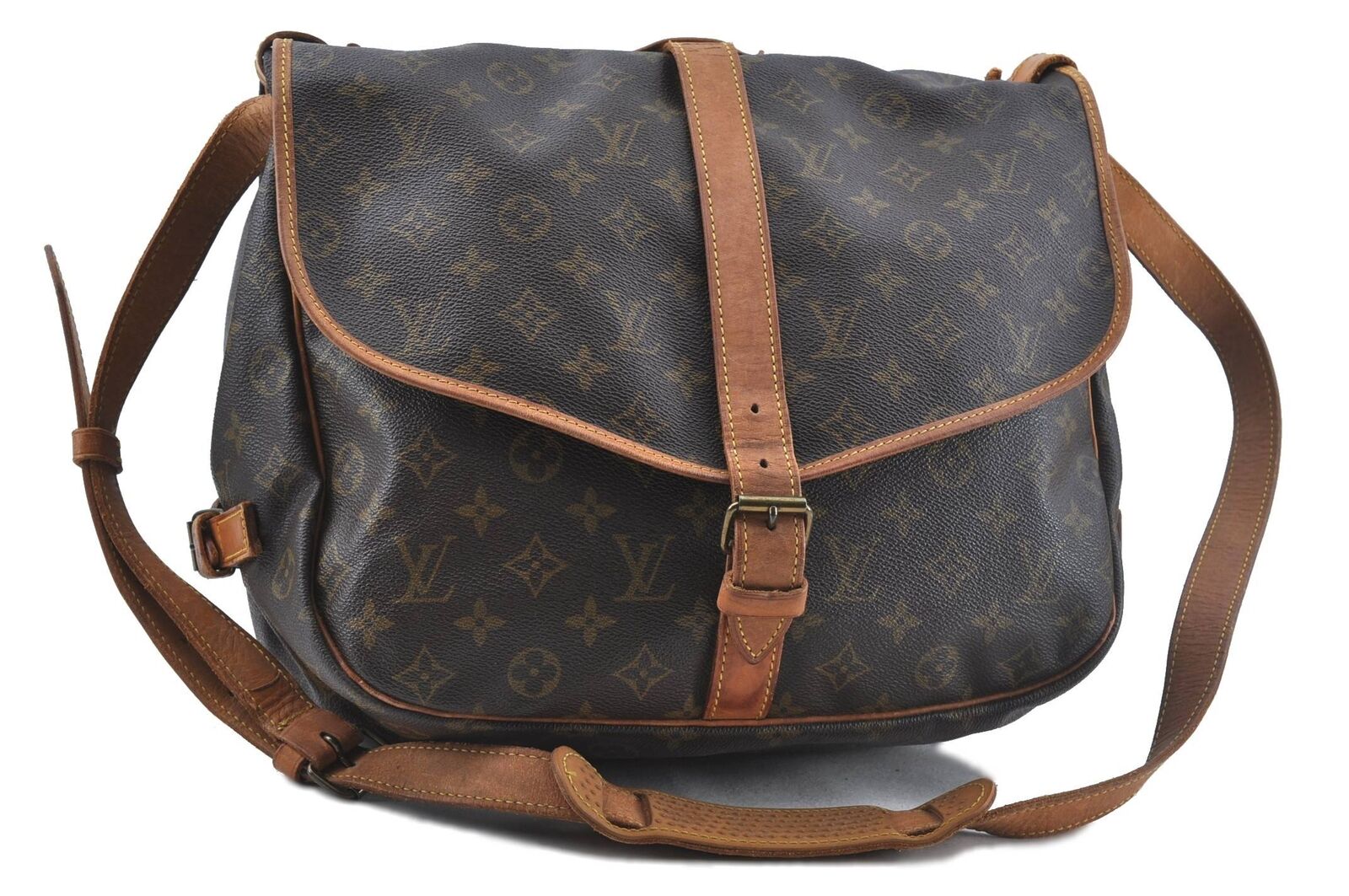 Auth LOUIS VUITTON Monogram Saumur 35 Shoulder Cross Body Bag M42254 LV H2404