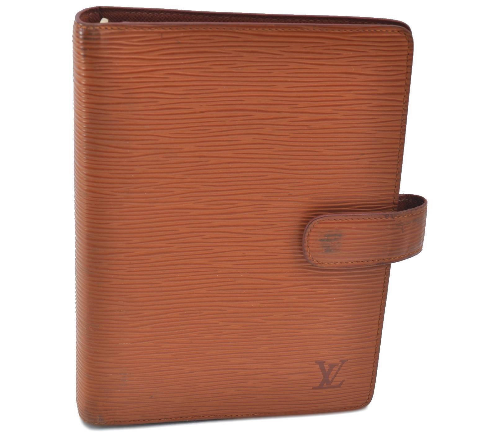 Authentic LOUIS VUITTON Epi Agenda MM Notebook Cover Brown R20043 LV H2408