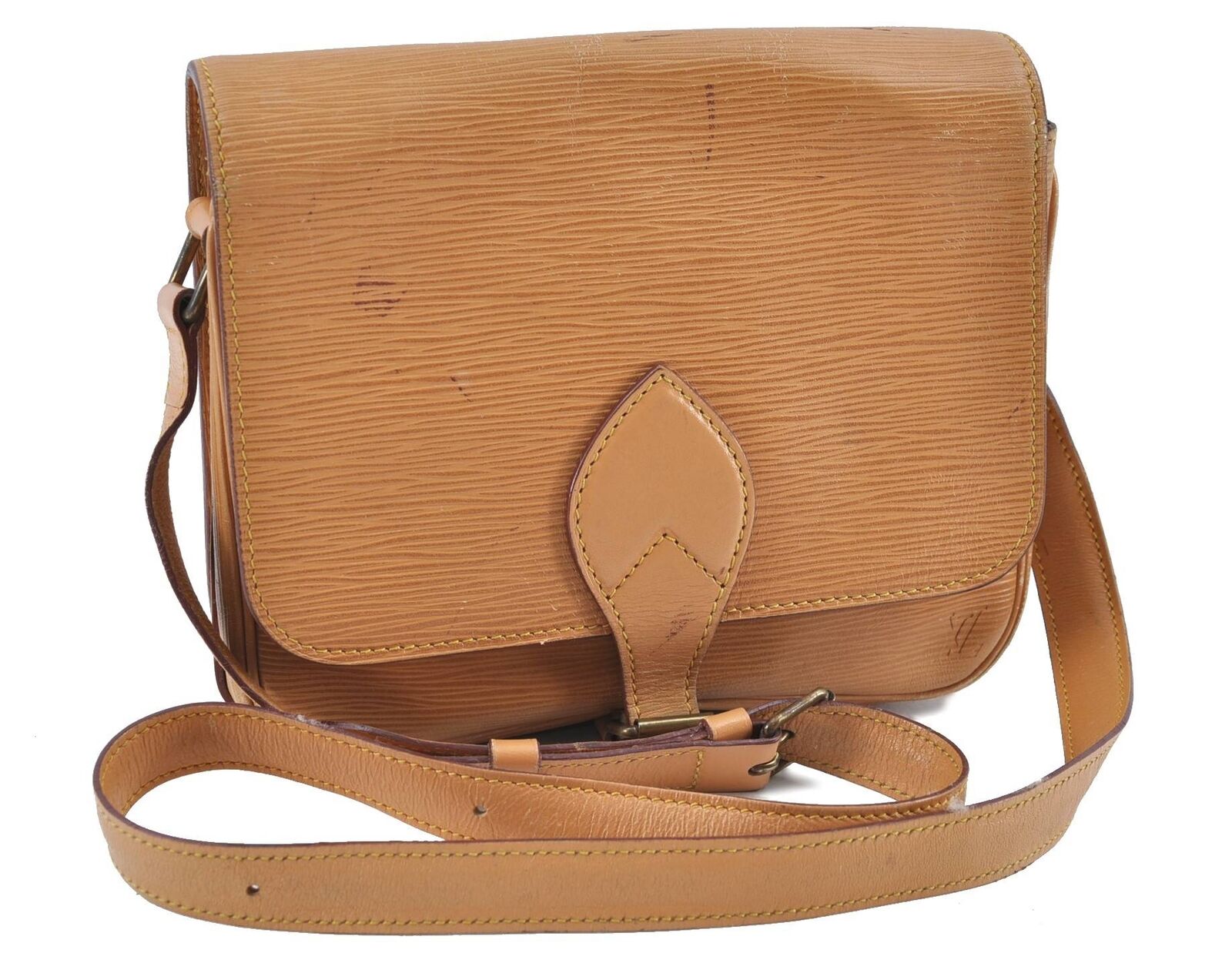 Authentic LOUIS VUITTON Epi Cartouchiere MM Shoulder Bag Beige M52246 LV H2433