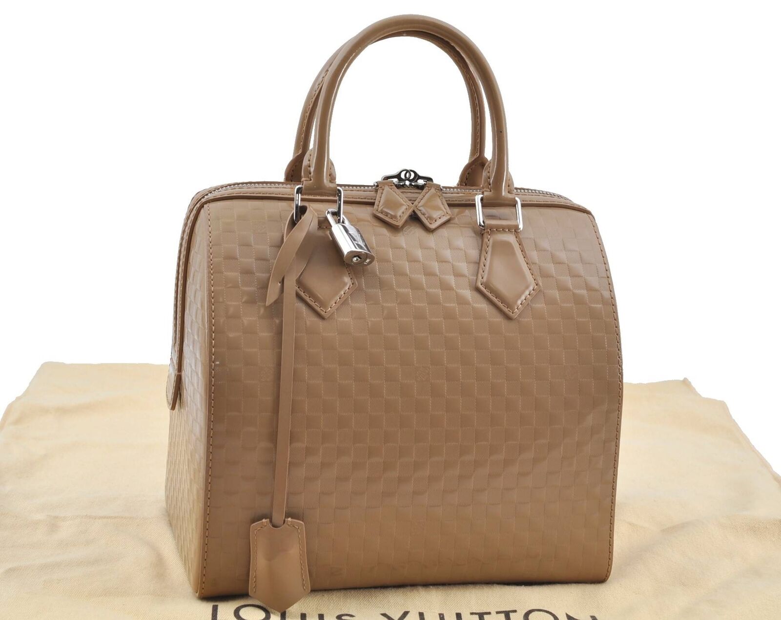 Auth LOUIS VUITTON Damier Facette Speedy Cube MM Hand Bag Brown M48905 LV H2456