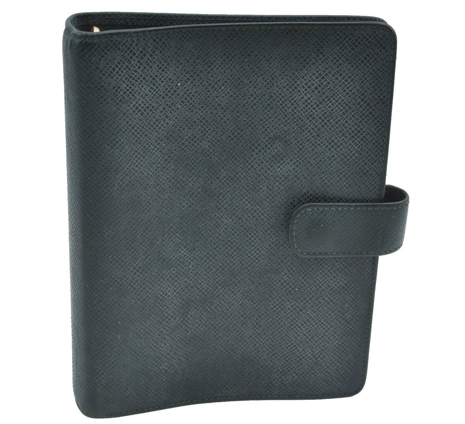 Authentic LOUIS VUITTON Taiga Agenda MM Notebook Cover Green R20431 LV H2500