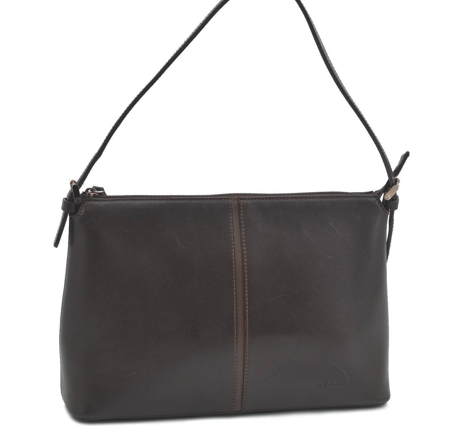 Authentic BURBERRY Vintage Leather Shoulder Hand Bag Brown H2511