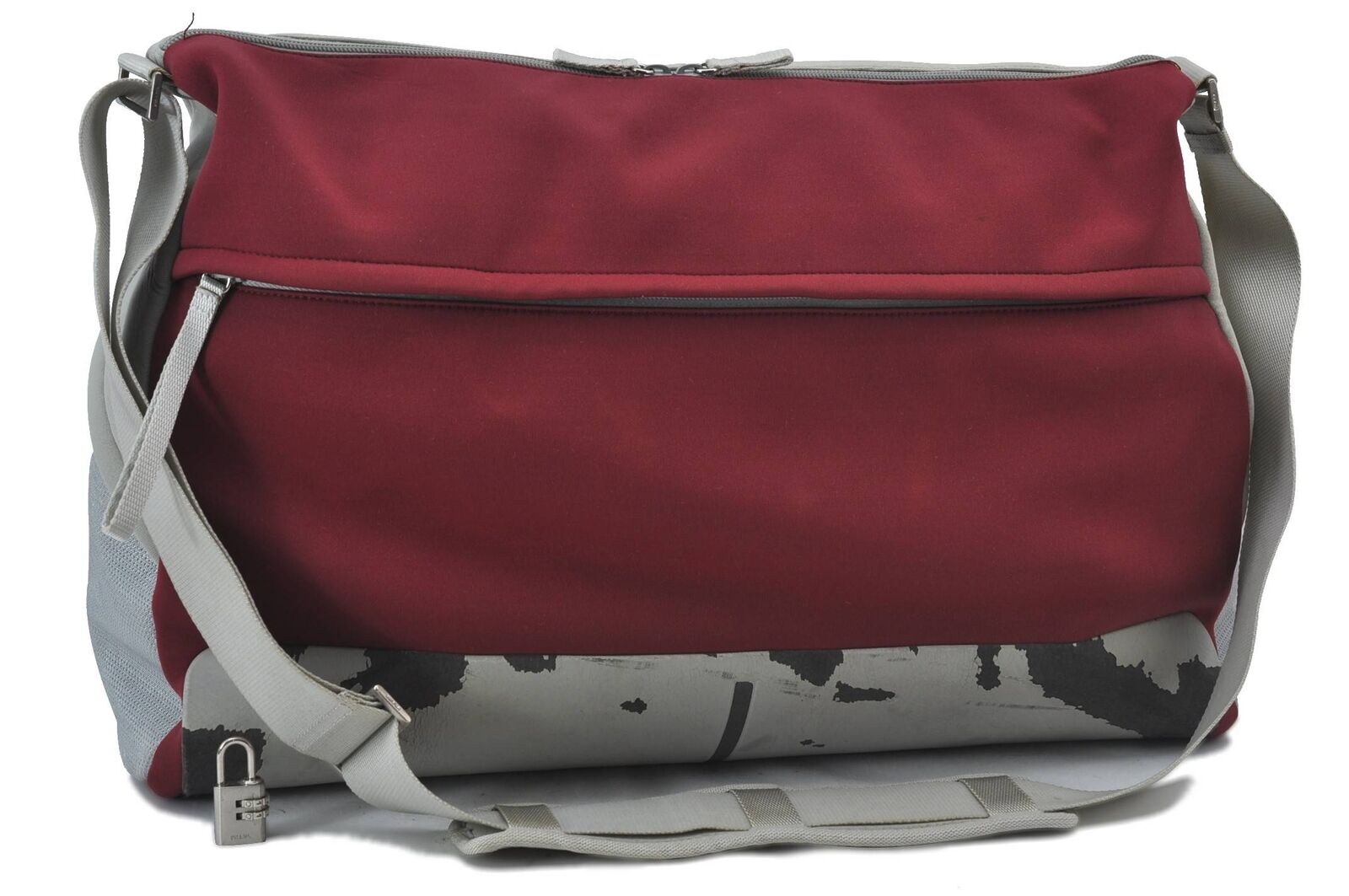 Authentic PRADA Nylon Shoulder Travel Bag Cotton Jersey Light Gray Junk H2636