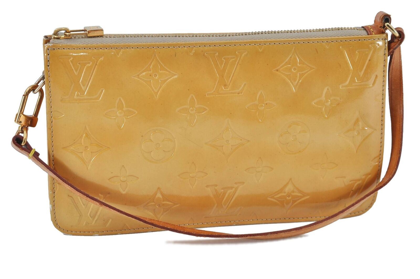 Authentic LOUIS VUITTON Vernis Lexington Hand Bag Pouch Yellow M91010 LV H2668