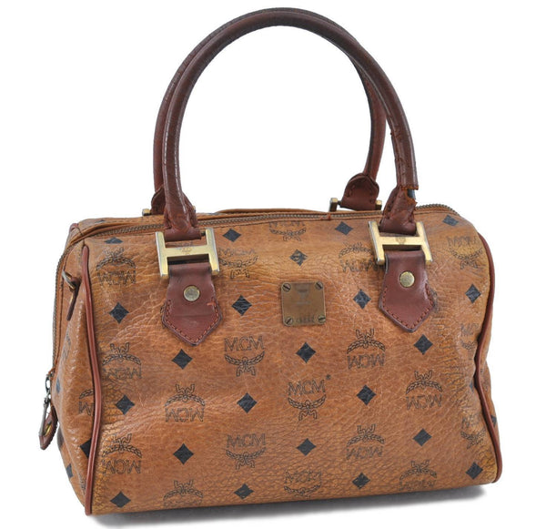 Authentic MCM Visetos Leather Vintage Shoulder Hand Bag Purse Brown H2727