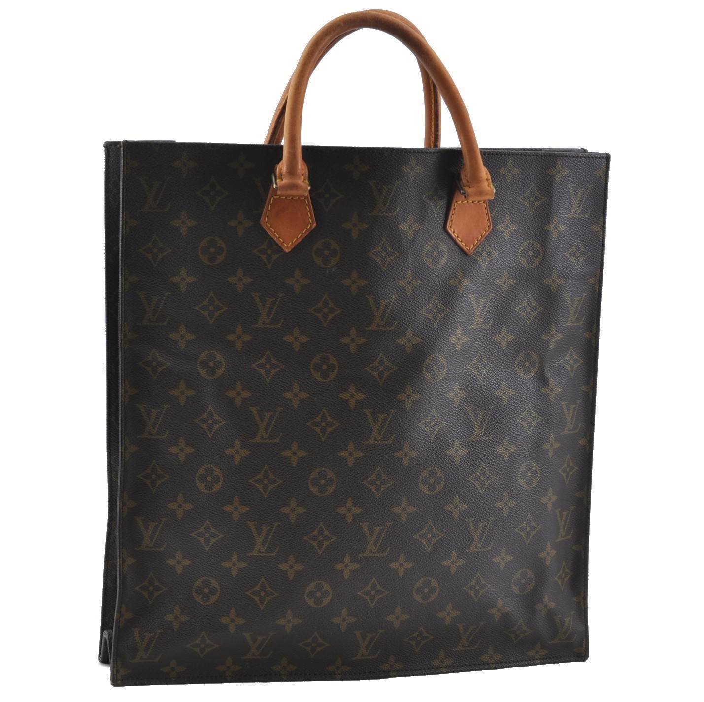 Authentic LOUIS VUITTON Monogram Sac Plat Hand Bag M51140 LV H2736