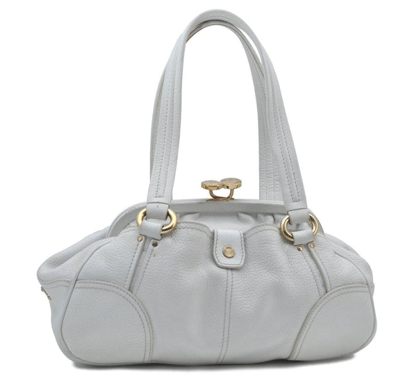 Authentic CELINE Shoulder Hand Bag Purse Leather White H2747