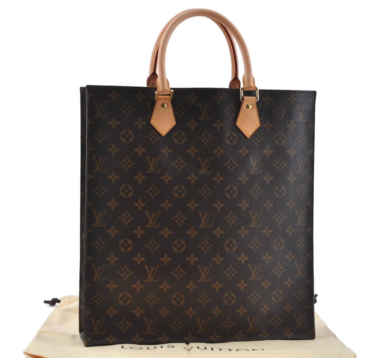Authentic LOUIS VUITTON Monogram Sac Plat Hand Bag M51140 LV H2786