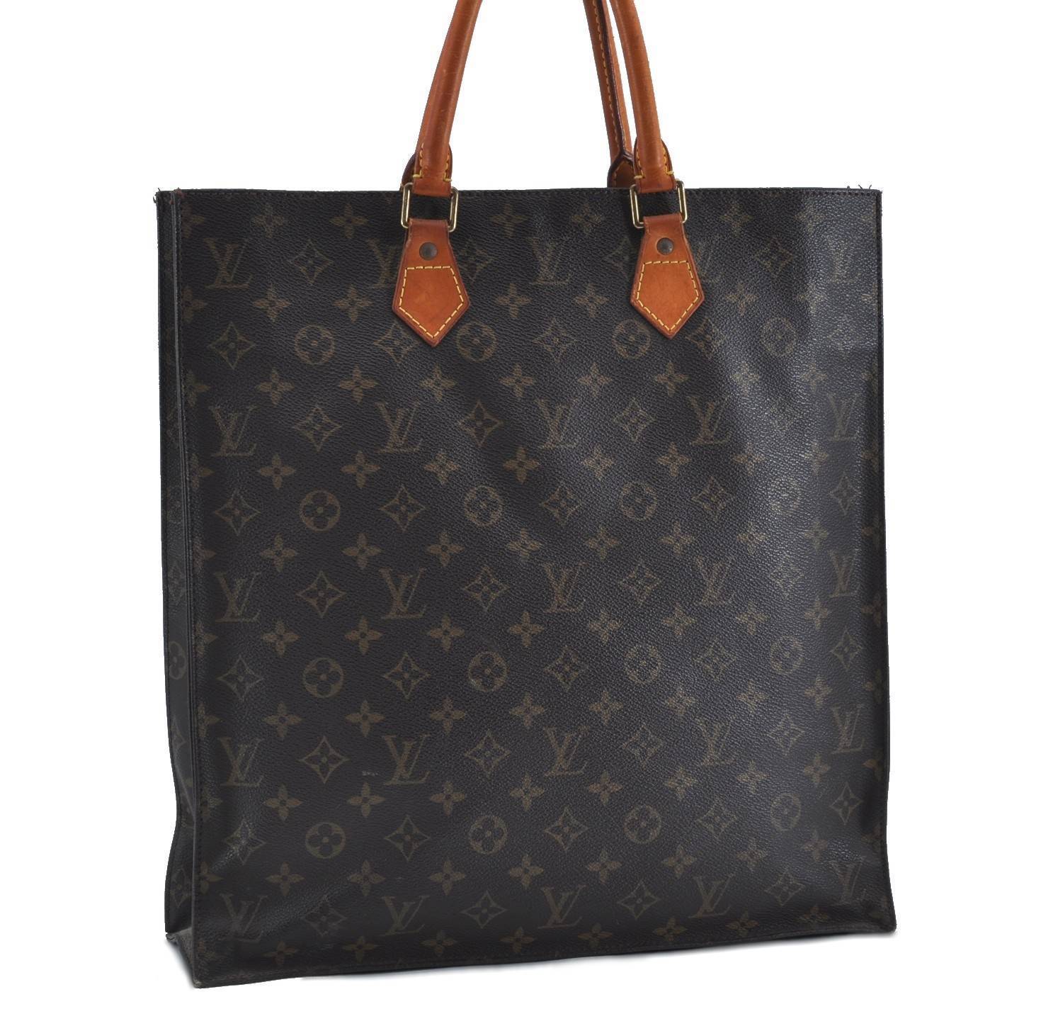 Authentic LOUIS VUITTON Monogram Sac Plat Hand Bag M51140 LV H2796