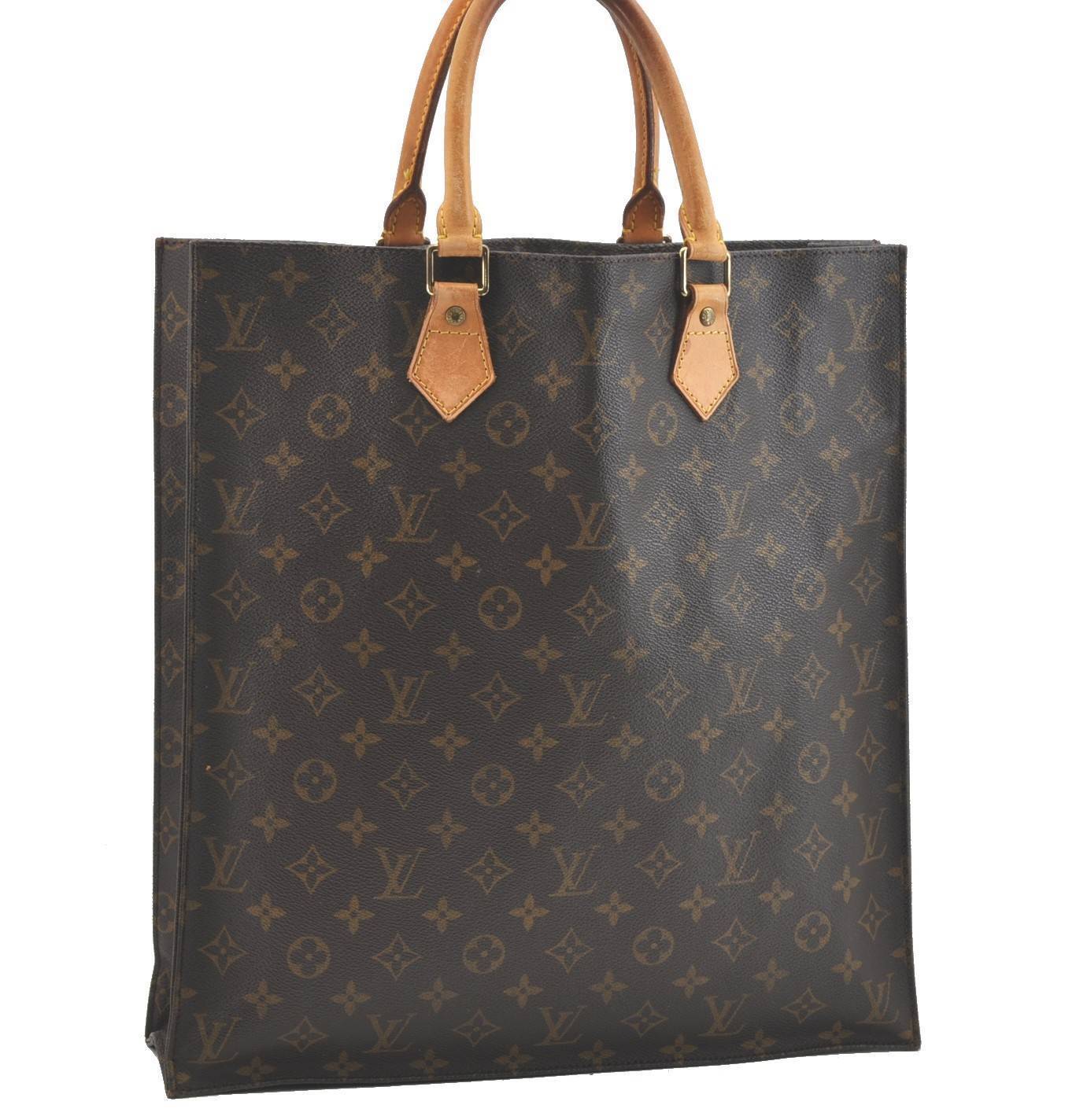 Authentic LOUIS VUITTON Monogram Sac Plat Hand Bag M51140 LV H2842