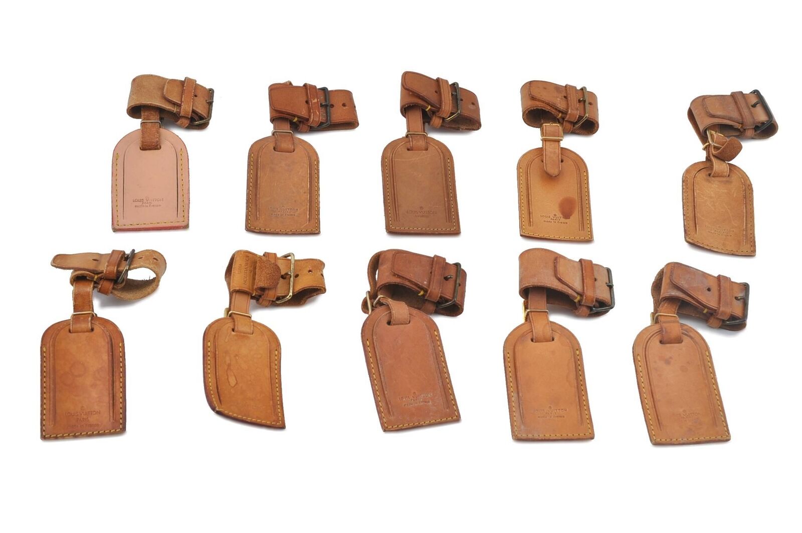 Authentic LOUIS VUITTON Name Tag Handle Holder Beige 10Set LV H2847