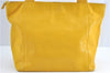 Authentic CHANEL Caviar Skin CC Logo Shoulder Tote Bag Yellow H2858