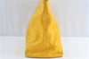 Authentic CHANEL Caviar Skin CC Logo Shoulder Tote Bag Yellow H2858