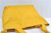 Authentic CHANEL Caviar Skin CC Logo Shoulder Tote Bag Yellow H2858