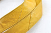 Authentic CHANEL Caviar Skin CC Logo Shoulder Tote Bag Yellow H2858