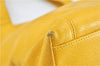 Authentic CHANEL Caviar Skin CC Logo Shoulder Tote Bag Yellow H2858