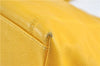 Authentic CHANEL Caviar Skin CC Logo Shoulder Tote Bag Yellow H2858