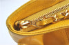 Authentic CHANEL Caviar Skin CC Logo Shoulder Tote Bag Yellow H2858