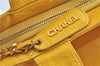 Authentic CHANEL Caviar Skin CC Logo Shoulder Tote Bag Yellow H2858