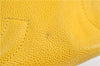 Authentic CHANEL Caviar Skin CC Logo Shoulder Tote Bag Yellow H2858