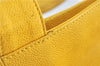 Authentic CHANEL Caviar Skin CC Logo Shoulder Tote Bag Yellow H2858