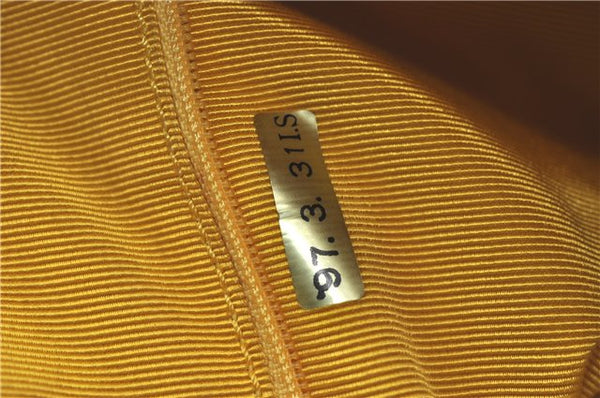 Authentic CHANEL Caviar Skin CC Logo Shoulder Tote Bag Yellow H2858