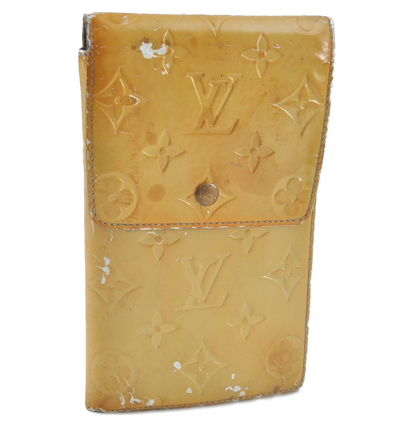 Authentic LOUIS VUITTON Vernis Walker Clutch Wallet Yellow Blue LV H2877